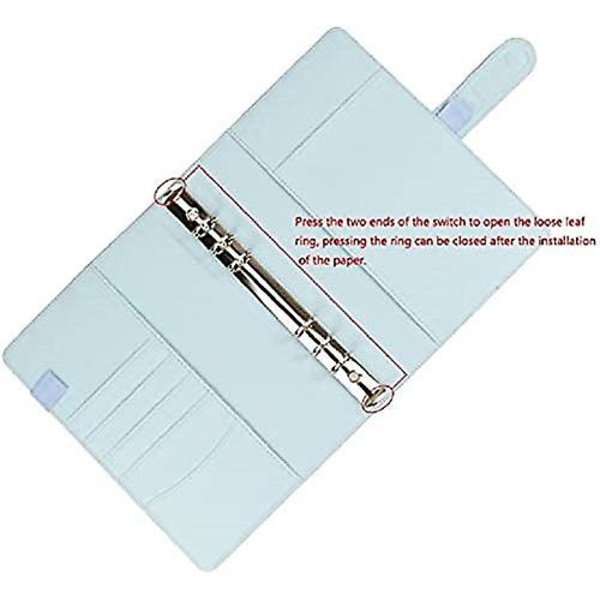 A6 PU Læder Notesbog 6 Runde Ringbind Cover, Til A6 Fyldpapir (Indre Papir Medfølger Ikke) Med Magnetisk Spænde Lukning Budgetbind, Lilla