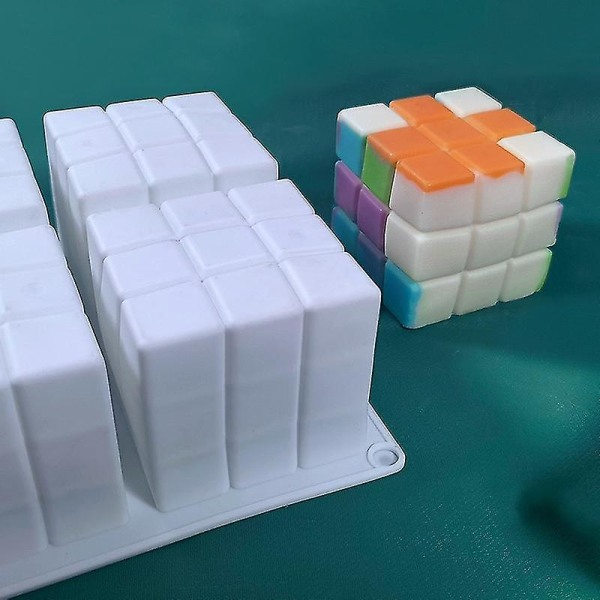 3D Terning Bage Mousse Kageform Silikon Dessertbakke