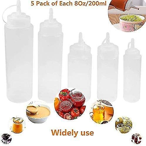 Squeezeflaske-Hættepakke 5 200ml Sauceflaske Squeeze