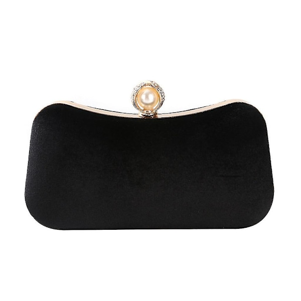 Kvinners Prom Håndveske Damer Bryllup Fest Kveld Fløyel Clutch Bankett Lommebok Veske Black