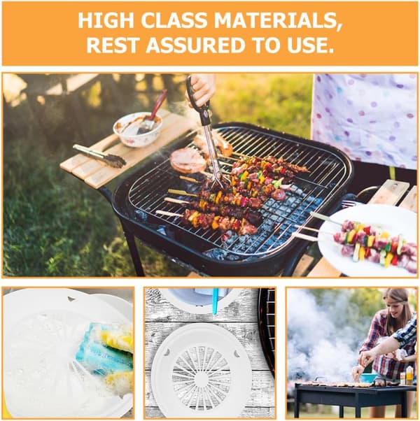 6 stk. hule grillplater Ergonomisk design Sterkt og solid ABS-materiale Hvite festmiddagstallerkener