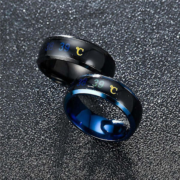 Titanium Stål Temperaturmonitor Digital Termometer Ring