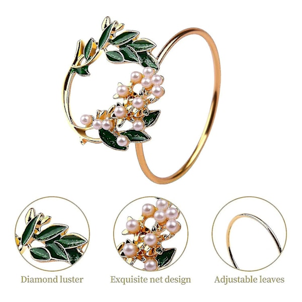 Servietring Gylden Perle Blomst Servietringe Sæt Af 6 Metal Serviet