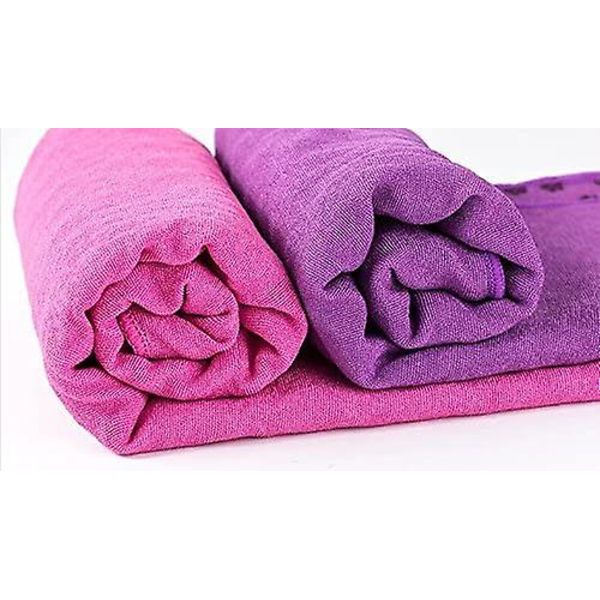 Yogamatta Handduk med Nätväska, Snabbtorkande Halkskyddande Prickigt Grepp, Pilates Handduk, 183*63cm Dark blue