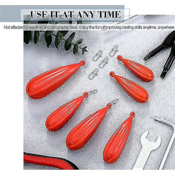 Øvings-plug for fiske, kastestøpingsplugg, baitcasting-gummiøvings-plug, egnet for å forbedre kastferdigheter, 6 stk