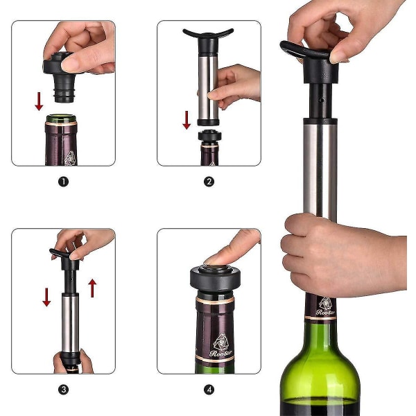 Vacuum Wine Saver Sett, Pumpe Preserver med 4 Vakuum Wine Propper Niuniu