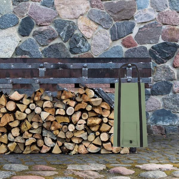 Kraftig vedväska i canvas med stor kapacitet och mångsidig användning