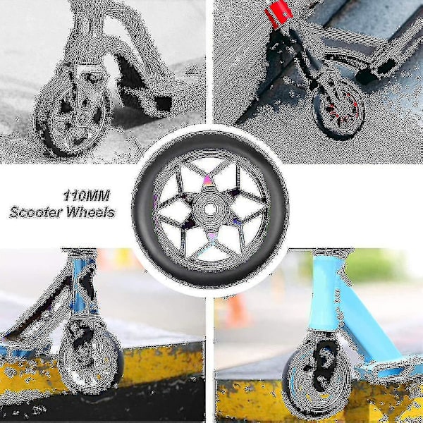 2 kpl 110 mm skootterin pyöriä Pu-pyöriä Paksu Stunt Laakereilla (musta)