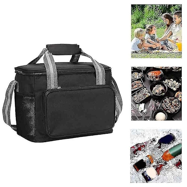 Isolerad Lunchväska Kylare Väska Bärbar Lunchbox Väska Black