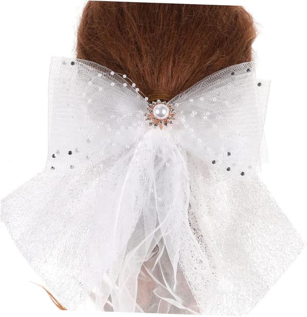 Brudslöja med rosett Hårklämma Elegant Bröllopsaccessoar Mjukt Flödande Design