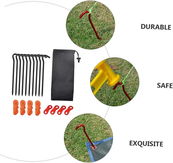 Campingplugger Teltplugger Sett, Jordplugger i Aluminiumslegering med Oppbevaringspose