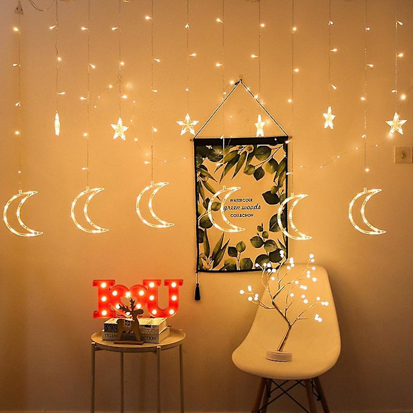 Ramadanin ja Eid-juhlan valot 1 kpl Kuu Tähti Led Verhovalot EU US