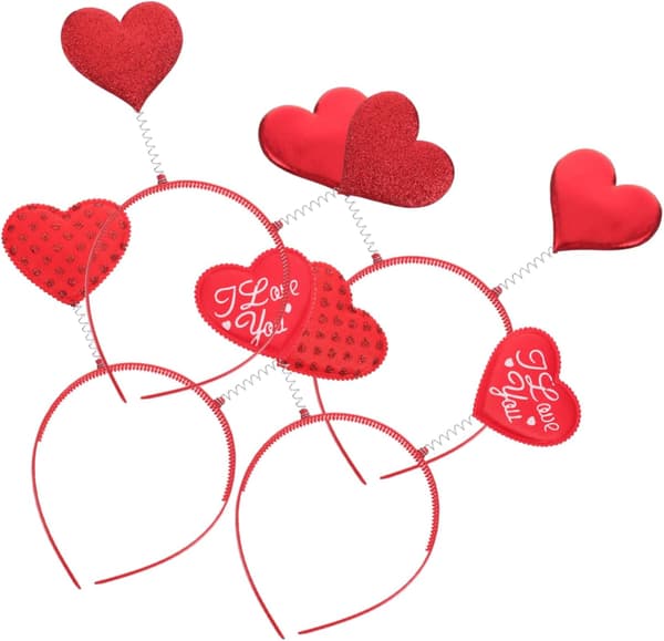 4 STK Hjerteformet Pannebånd til Valentinsdagsfester Lette Hårtilbehør Søte Dekorative Hårbøyler