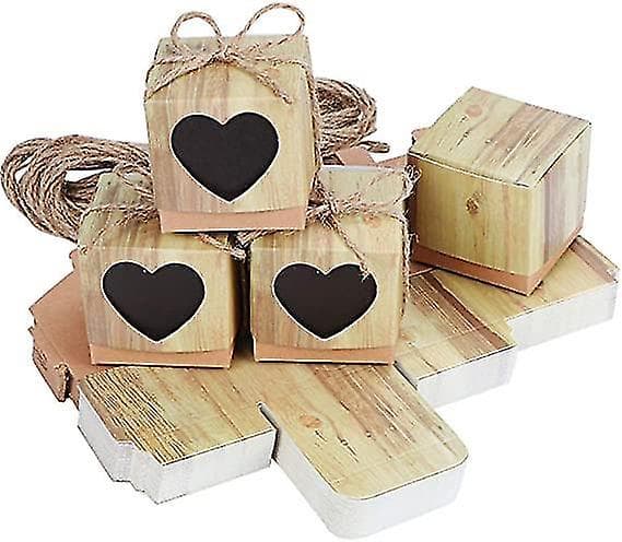 50 stk. Kraftpapir Sødboks Hjerte Rustik Bryllup Gave