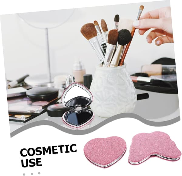 2 stk. bærbart kompakt spejl Lille foldbart hjerte dobbelt sidet makeup spejl