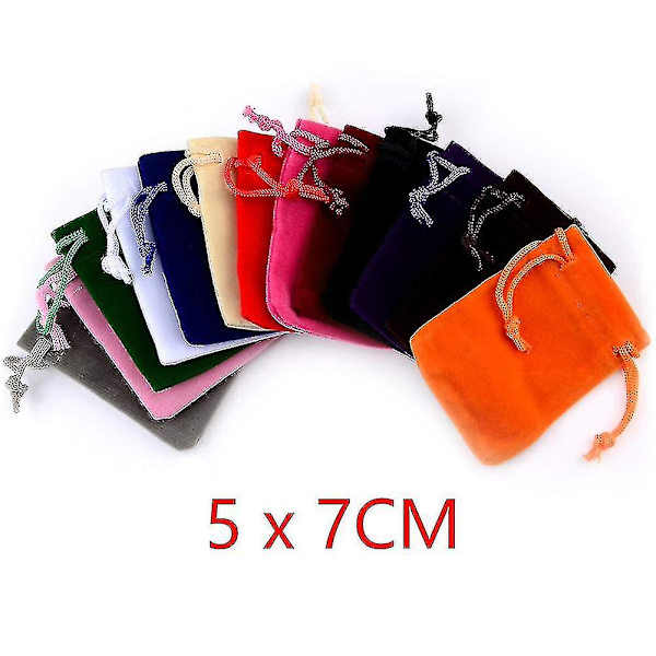 50 st 5 x 7 cm Sammetspåse med dragsko, Liten smyckespåse för presentförpackning, Godispåse, Festlig semester- och bröllopspåse, Svart-yuhao