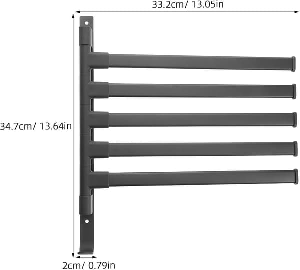 Handduk vikbar multifunktionell med justerbar svängbar 5-stångs aluminiumstänger