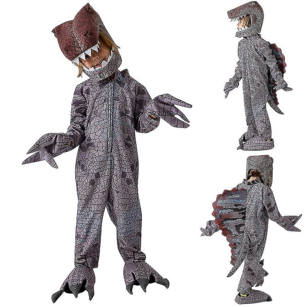 Børn Horror Kostume Sæt Spinosaurus Jumpsuit Hovedbeklædning Handsker Sko Outfit 4-5 Years