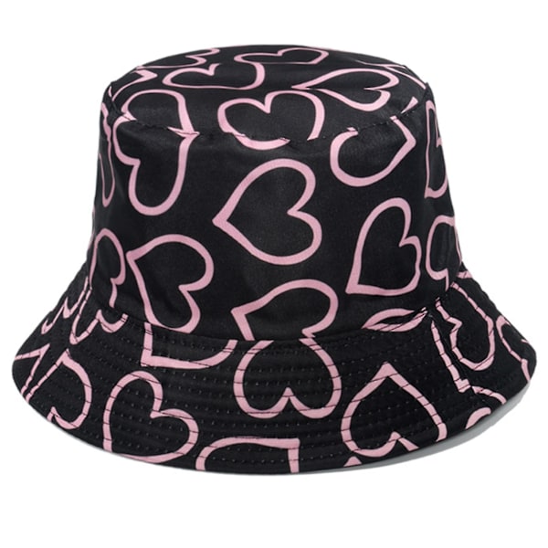 Dobbeltsidig Baskethue Polka-dot Love Fiskerhat Solbeskyttelse Gave Til Par F