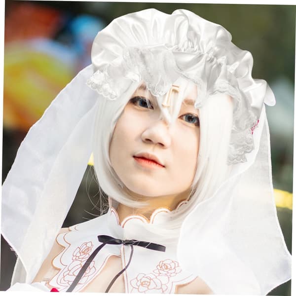 2 stk hvite blonde-pikekapsler, pustende, komfortable cosplay-hodeplagg