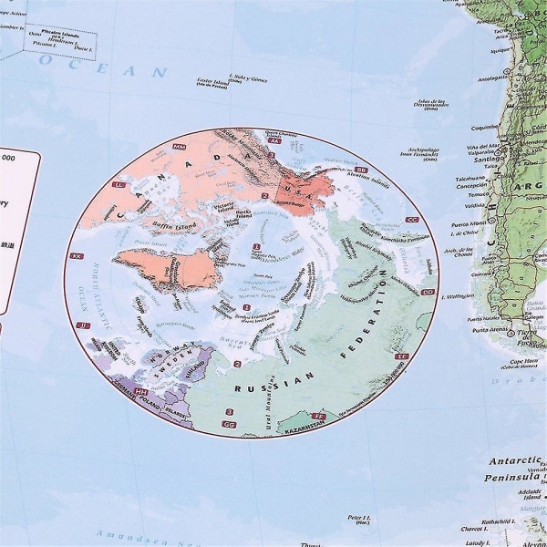 Monivärinen suuri maailmankartta 97,5 x 67,5 cm