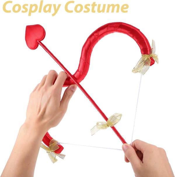 Amorbåge och pilset för Alla hjärtans dag Cosplay med röd båge