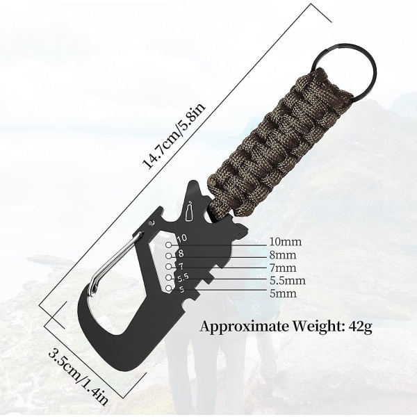 Nøkkelring med karabinkrok, flettet lanyard ring krokklemmer Oppheng for nøkler lommelykt