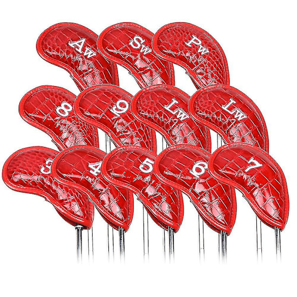12-pack PU Golfjärnshuvudskydd Röda