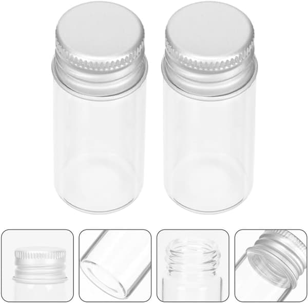 24 st 15 ml klara glasflaskor, liten vätskeprovflaska med skruvkorkar