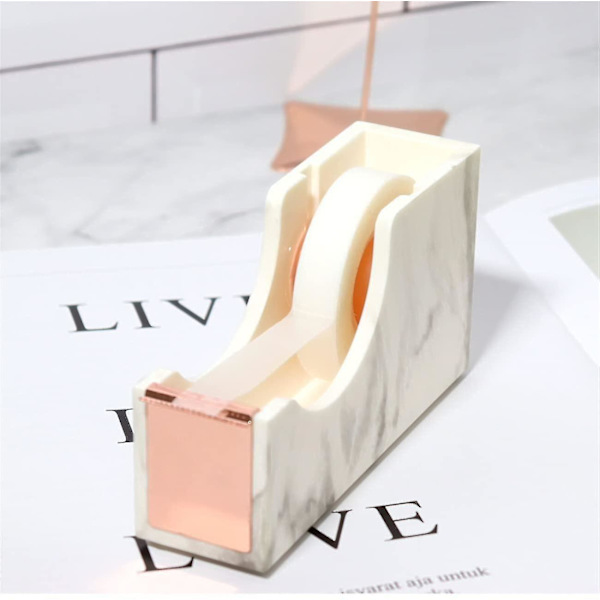 Bordsbandhållare Guld Roséguld Metallkärna Marmor Vit Textur Kontorsmaterial 1 Tum (roséguld)