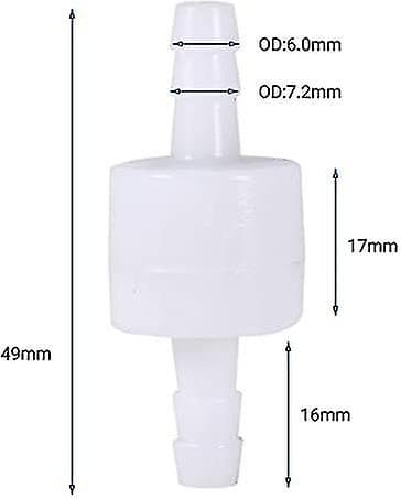 6mm Plaströr Backventil Envägs Backventil Bränsle Vatten Gas1cps-vit