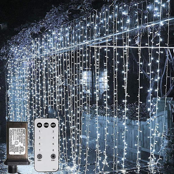 Utendørs julevindulys 3x3m 300LED 9 farger fjernkontroll