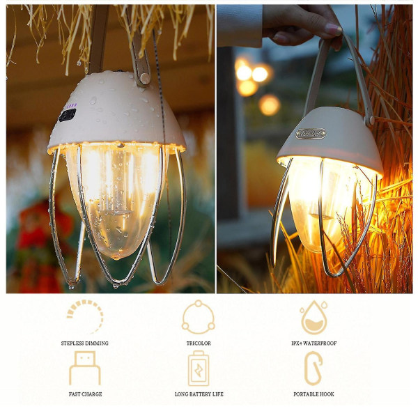 Retro Lampe Camping Lygte Genopladelig Nødteltlys