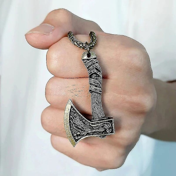 Miesten Vintage Retro Norse Viking Kaulakorut, Rock Punk Thor Mjolnir Vasara Ripus, skandinaavinen Nodic Amuletti Rune Korut Red