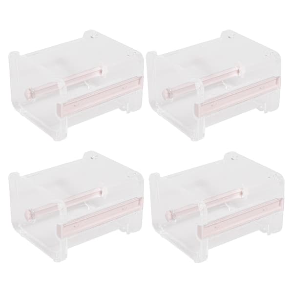 4-pack Transparent Synlig Desktop Multi Washi Maskeringstejp Dispenser, Tejpklippare, Rulltejp Hållare