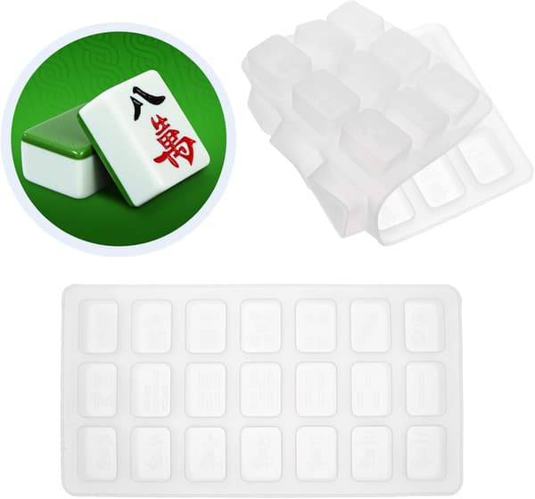 2 stk. silikone Mahjong-form til DIY krystal epoxy-håndværk, højglans legetøjsforme