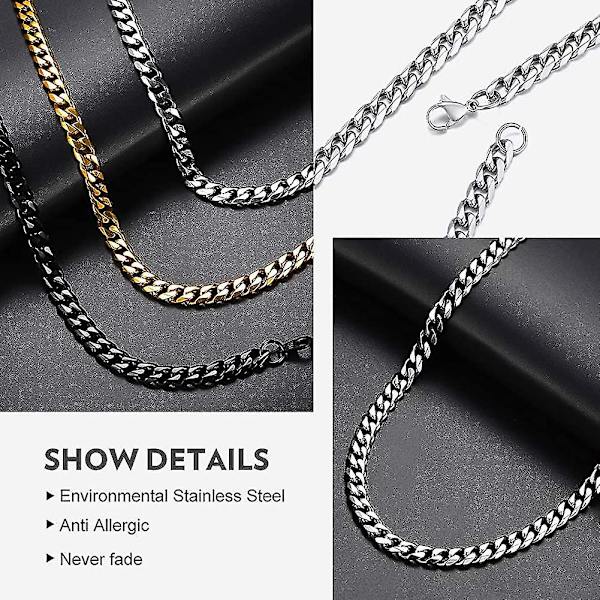 Miesten ja naisten Curb Chain -kaulakoru Klassinen kuubalainen kaulakoru 3 mm/6 mm/9 mm/12 mm
