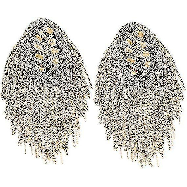 2 st Rhinestone-prydda fransar axelklaffar broschnålar (guld)