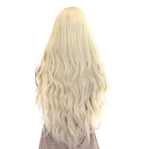 70 cm Platinaa Blondi Curly Wavy Lämpökestävä Hiusperuukki