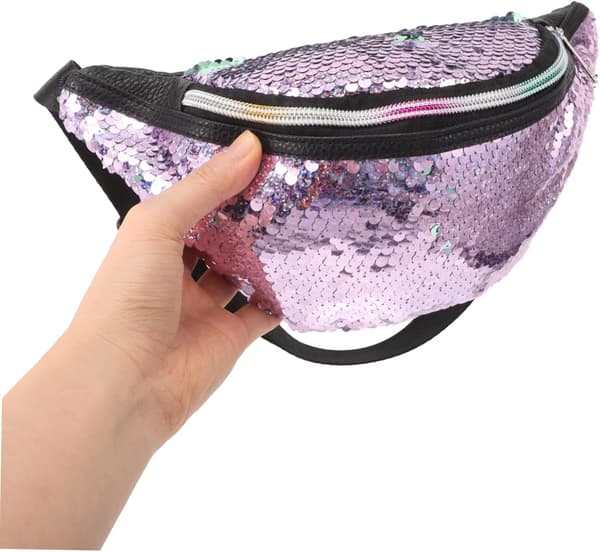 Midjeväska med sjöjungfrupaljetter, glitterväskor för kvinnor, crossbody-bältesväska för strandfest, dansbruk