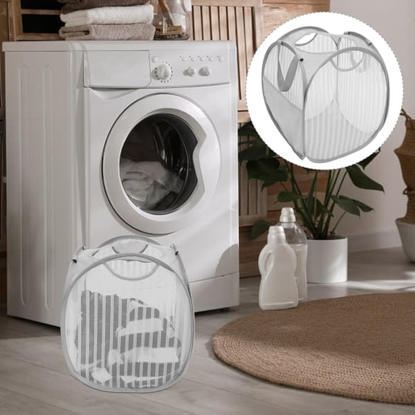Klesvaskkurv Klesvaskorganisator Sammenleggbar Pustende Polyester Mesh Plassbesparende Lettvekt