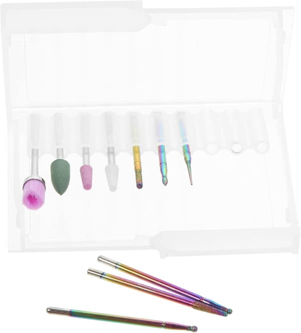 10 stk. neglebor bærbare manicure neglebor med assorterede farver rustfrit stål nylon silikone