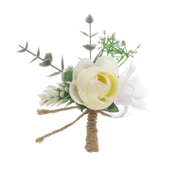 Brudbukett Corsage Handgjord Herr- och Damkostym Dekoration För Bröllop Baler Fester White