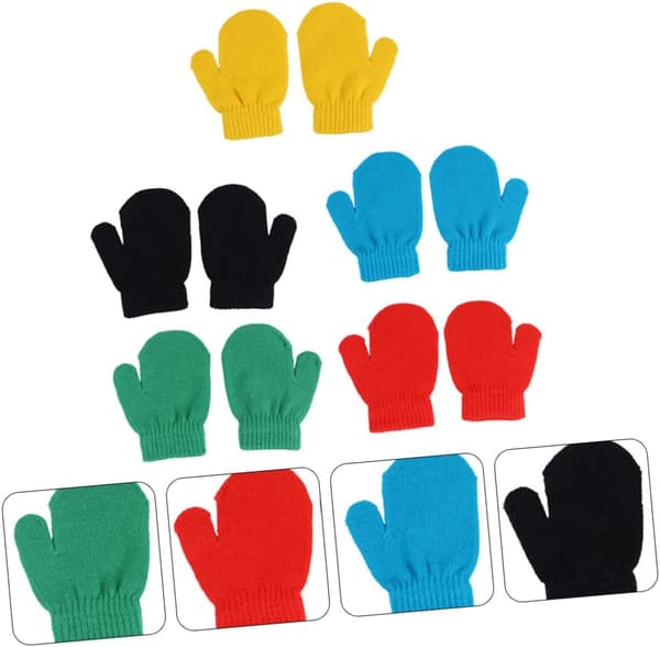 5 par strikkede hansker for gutter og jenter varme vinterhansker helfinger votter unisex for gutter og jenter vinterbruk