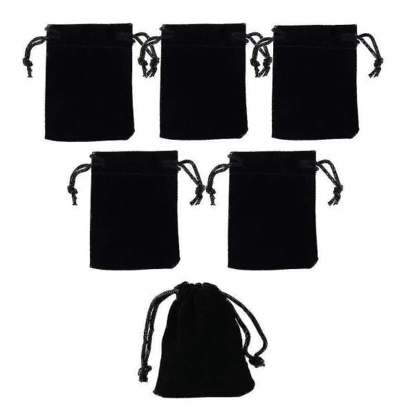 50 stk 5 X 7 cm fløyelssnørepose, liten smykkegaveskjerm-emballasjepose, godterigavepose, fest jule-/bryllupsgavepose, Black-yuhao