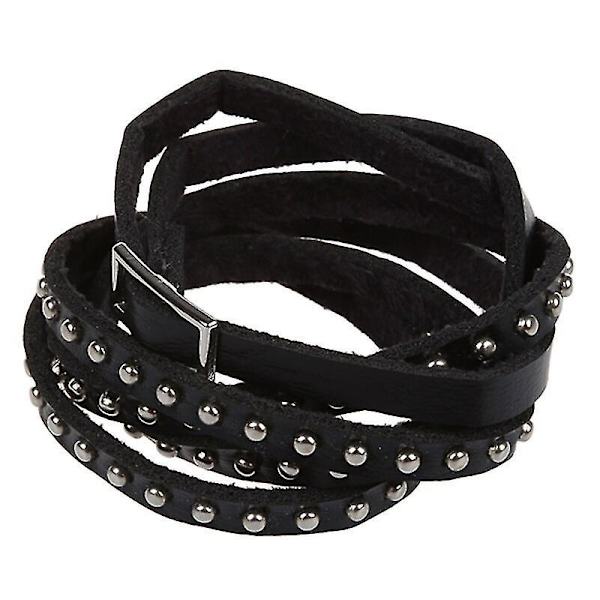 Unisex Punk Rock Multi-lager Nit Armband Svart