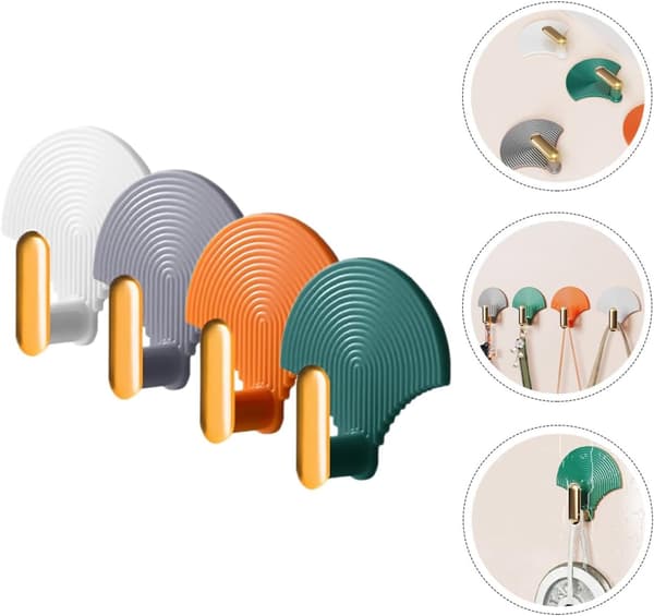4 stk vifteformede selvklebende kroker Multifunksjonelle kroker ABS-materiale Minimalistisk moderne stil Plassbesparende Sikker