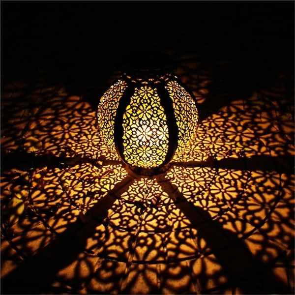 Ramadan Eid Lights Solar utendørs hengende vintage hagelampe