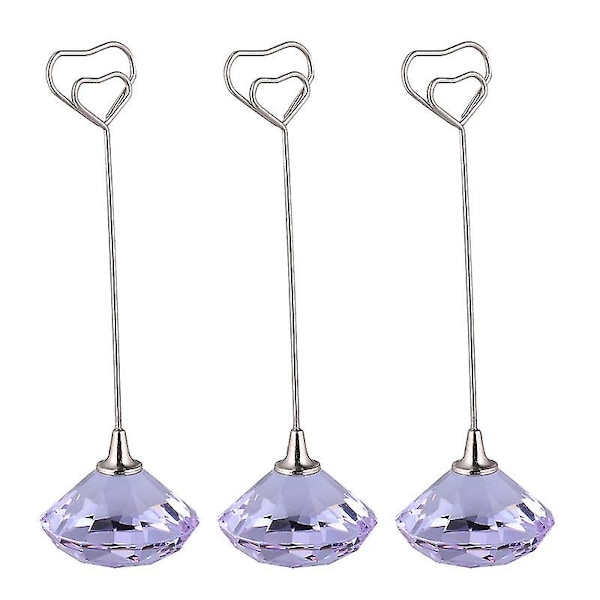 3 stk Hjerte Jern Tråd Notat Foto Memo Holder Krystall Diamant Base Plass Papir Holdere Klipp