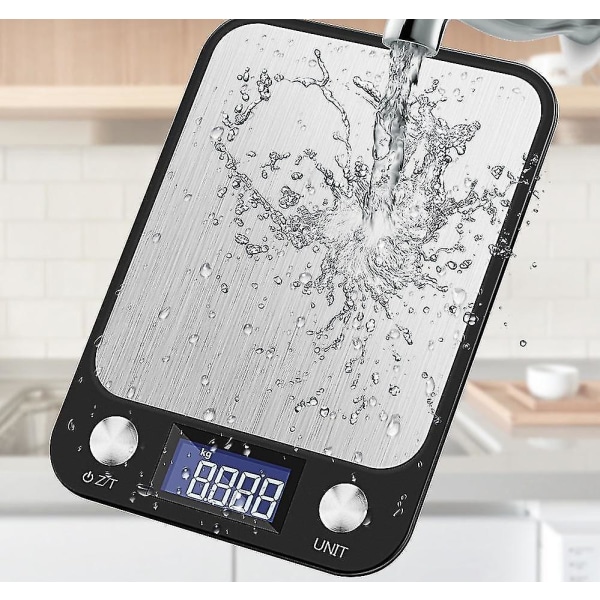 10 kg x 1 g LCD-näyttö ruostumattomasta teräksestä keittiövaa'an ruuan punnitus